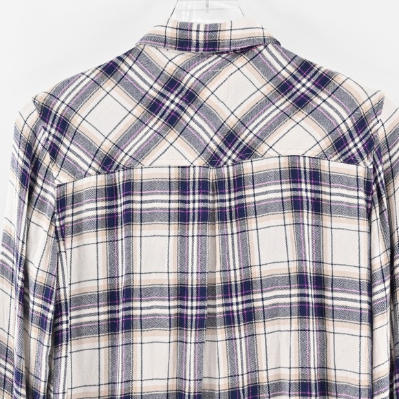 RAILS Hunter Top Womens Size S Button Blouse Stone Navy Fucshia Plaid Western - Picture 11 of 12
